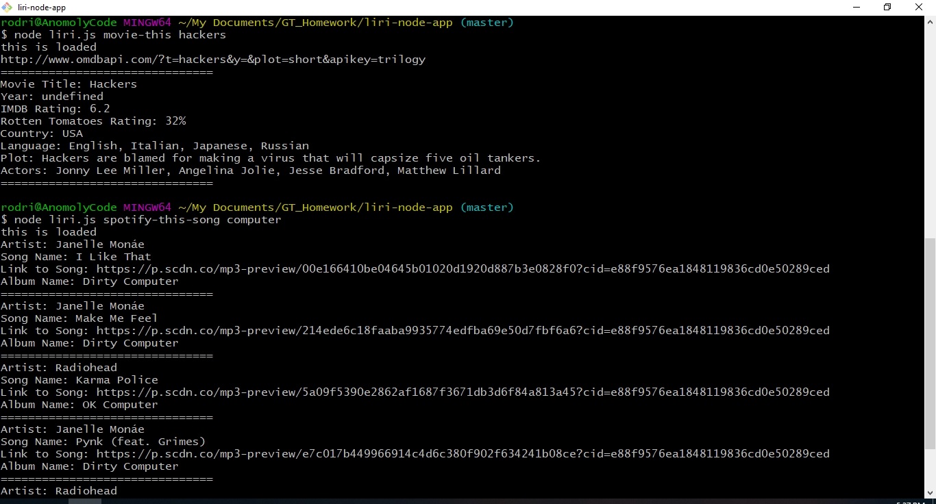 CLI screenshot